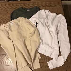 No Boundaries Long Sleeve Tees - Green, Cream, and White (bundle of 3)